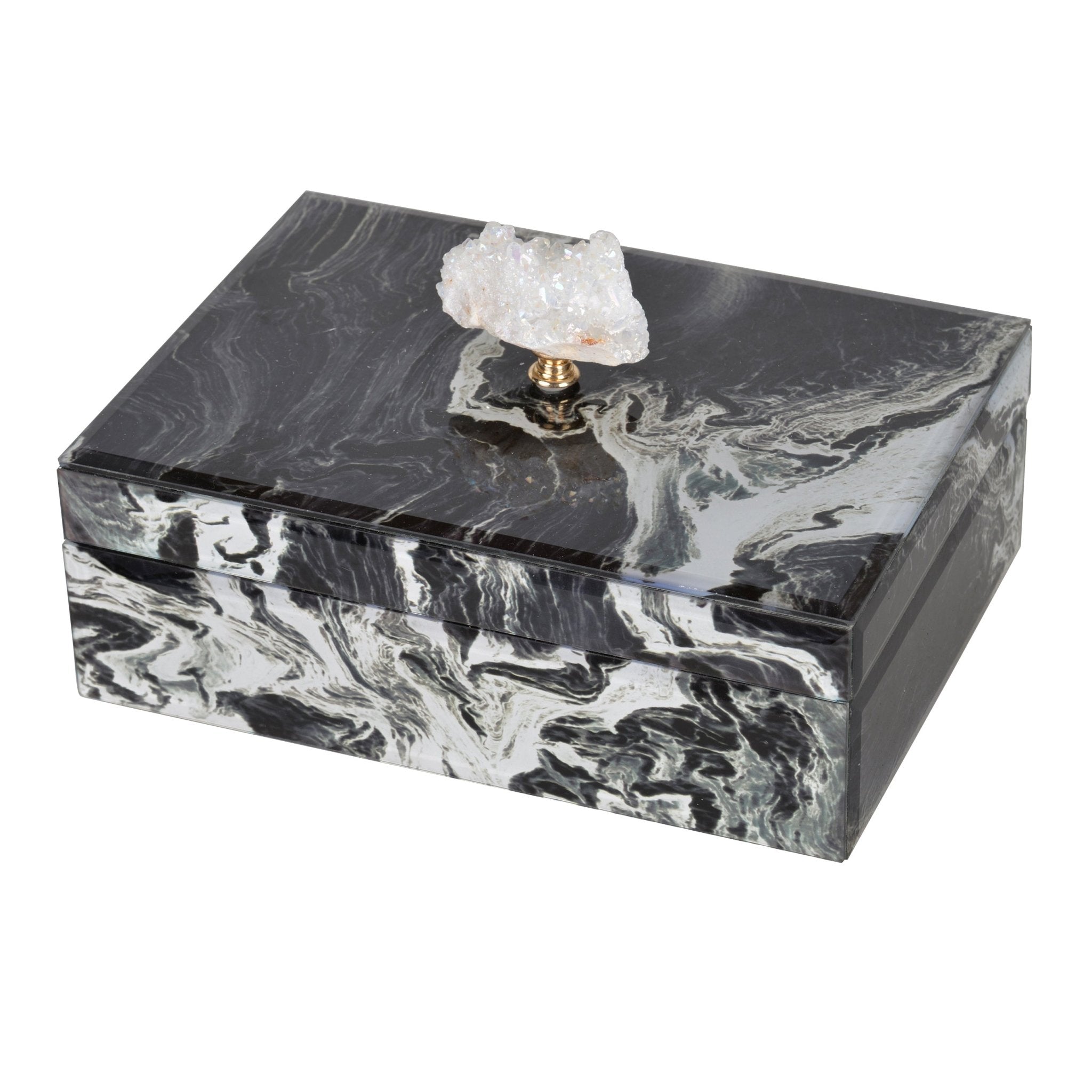 10 x 7 x 5 Black Marbled Jewelry Box, Stackable Decorative Storage Boxes With Lids - Tuesday Morning - Jewelry Boxes & Organizers