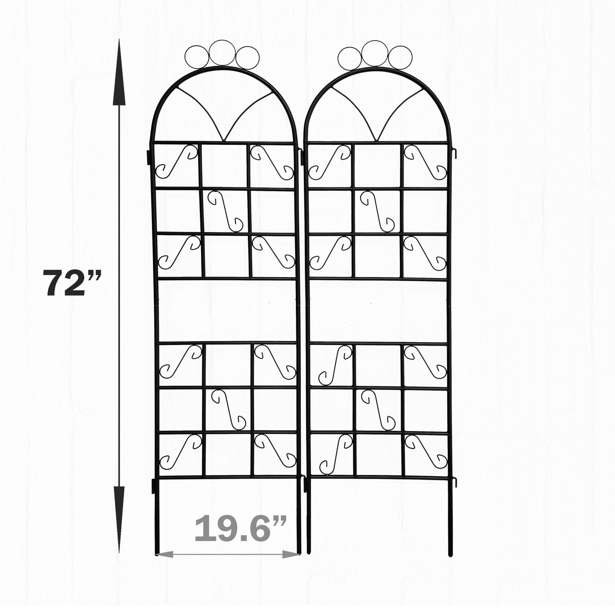 1Set (2pcs) Metal Garden Trellis for Climbing Plants Outdoor Rustproof Plant Support - Black - Tuesday Morning - Pots & Planters