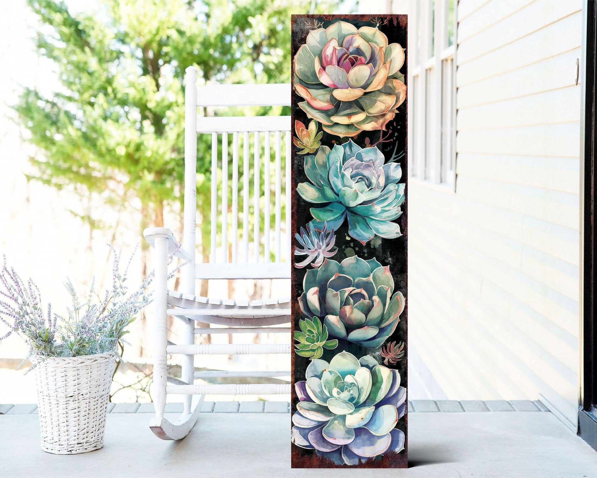 36 - Inch Spring Porch Sign with Succulent Design - Tuesday Morning - Front Porch Decor