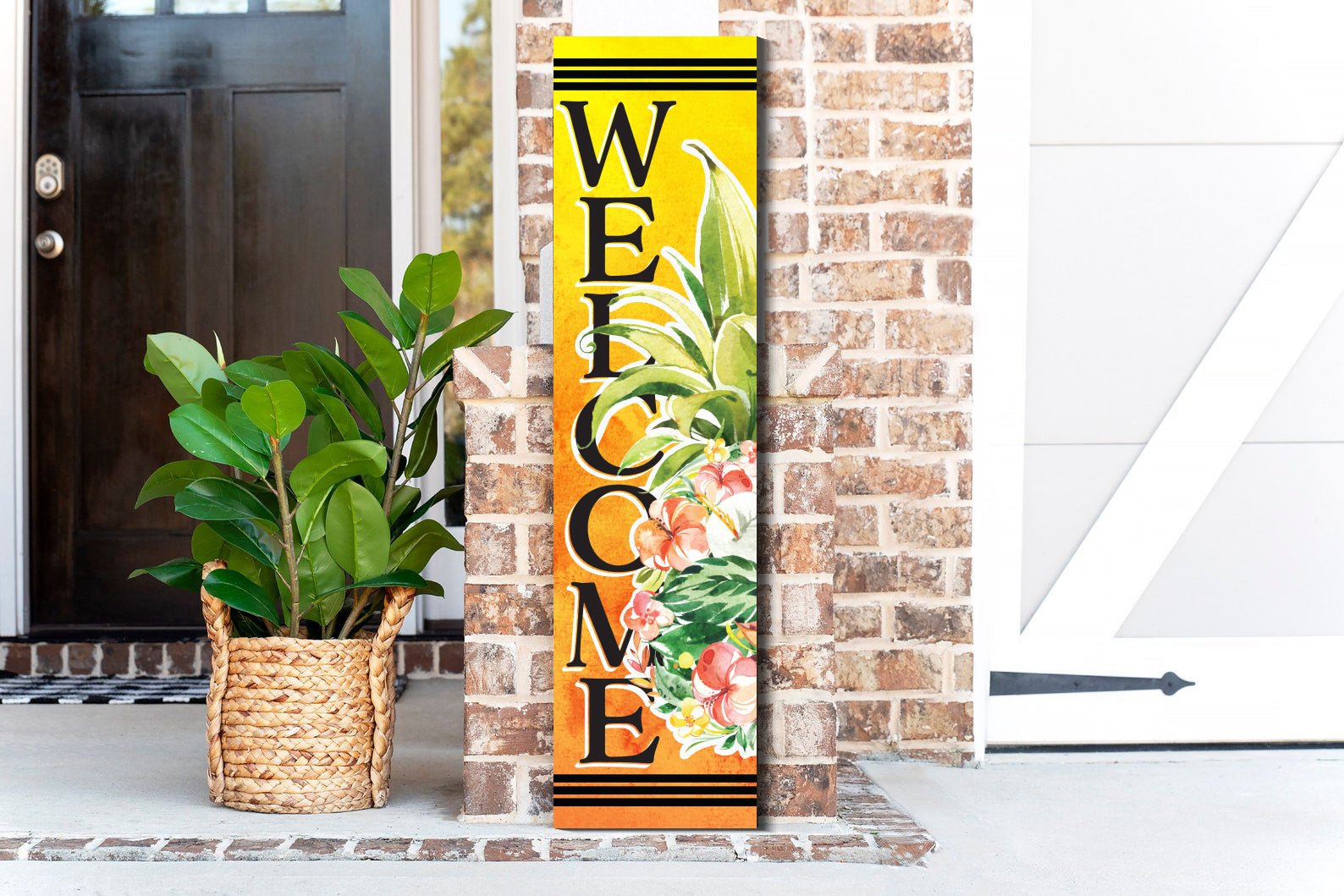 36 Pineapple Welcome Wooden Porch Sign, Tropical Front Door Wall Decor, Rustic Farmhouse Outdoor Entryway Display - Tuesday Morning - Front Porch Decor