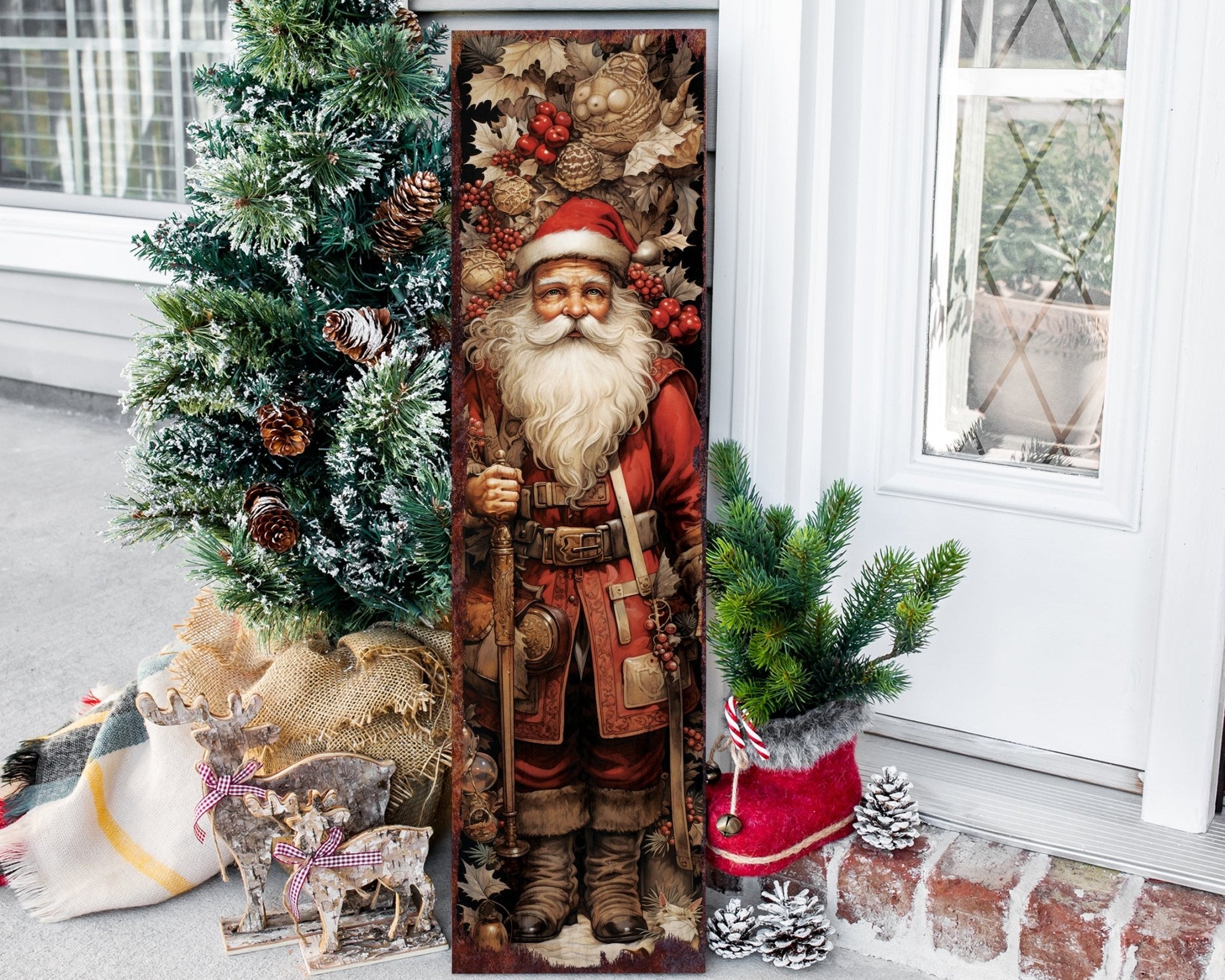 36in Vintage Santa Christmas Porch Sign - Tuesday Morning - Wall Signs