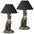 Royal Cat Goddess Bastet Sculptural Table Lamp: Set of Two