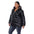 White Mark Women's Metallic Puffer Coat with Hoodie - Plus