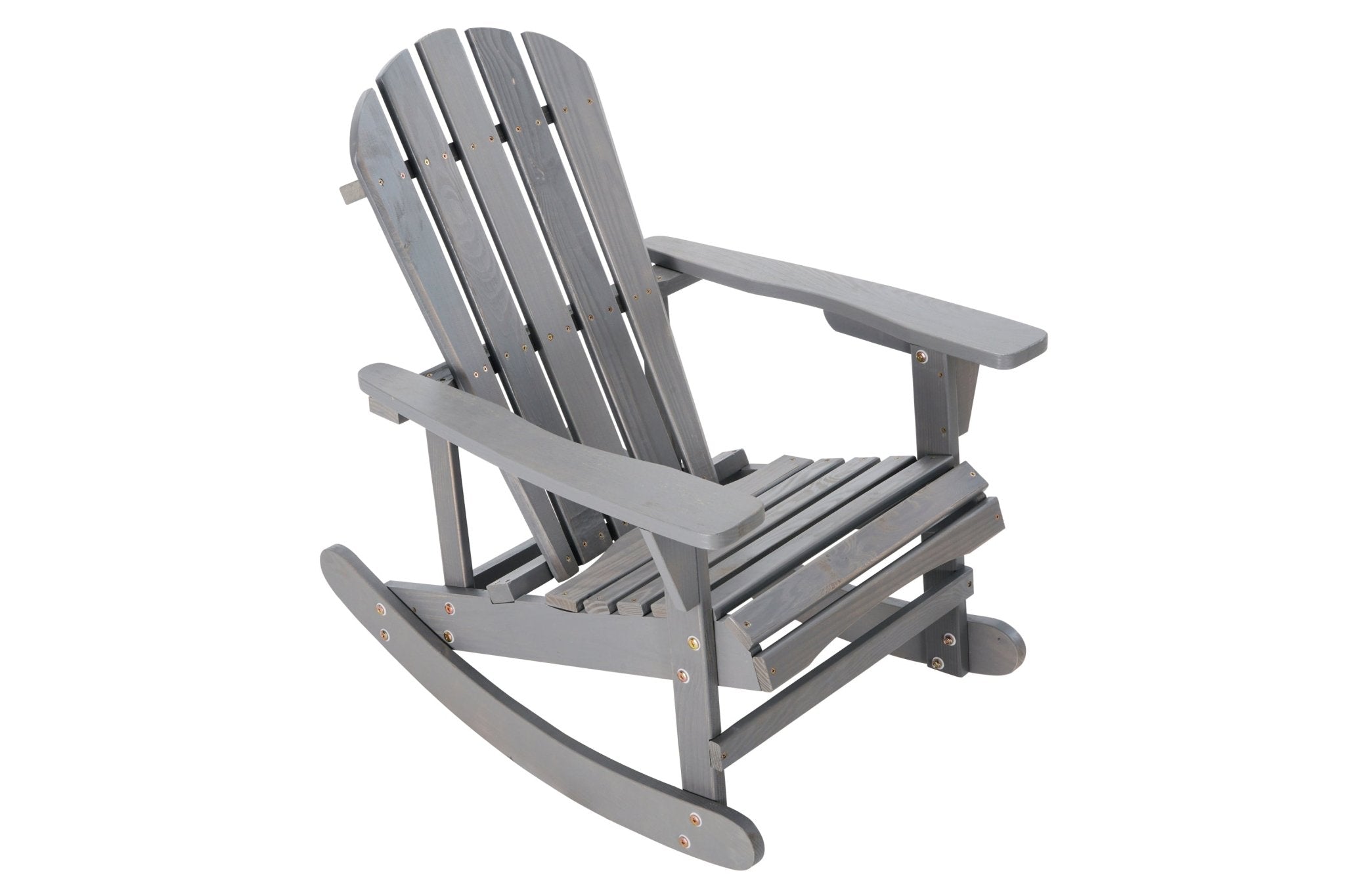 Adirondack Rocking Chair Solid Wood Chairs Finish Outdoor Furniture for Patio, Backyard, Garden - Gray - Tuesday Morning - Chairs