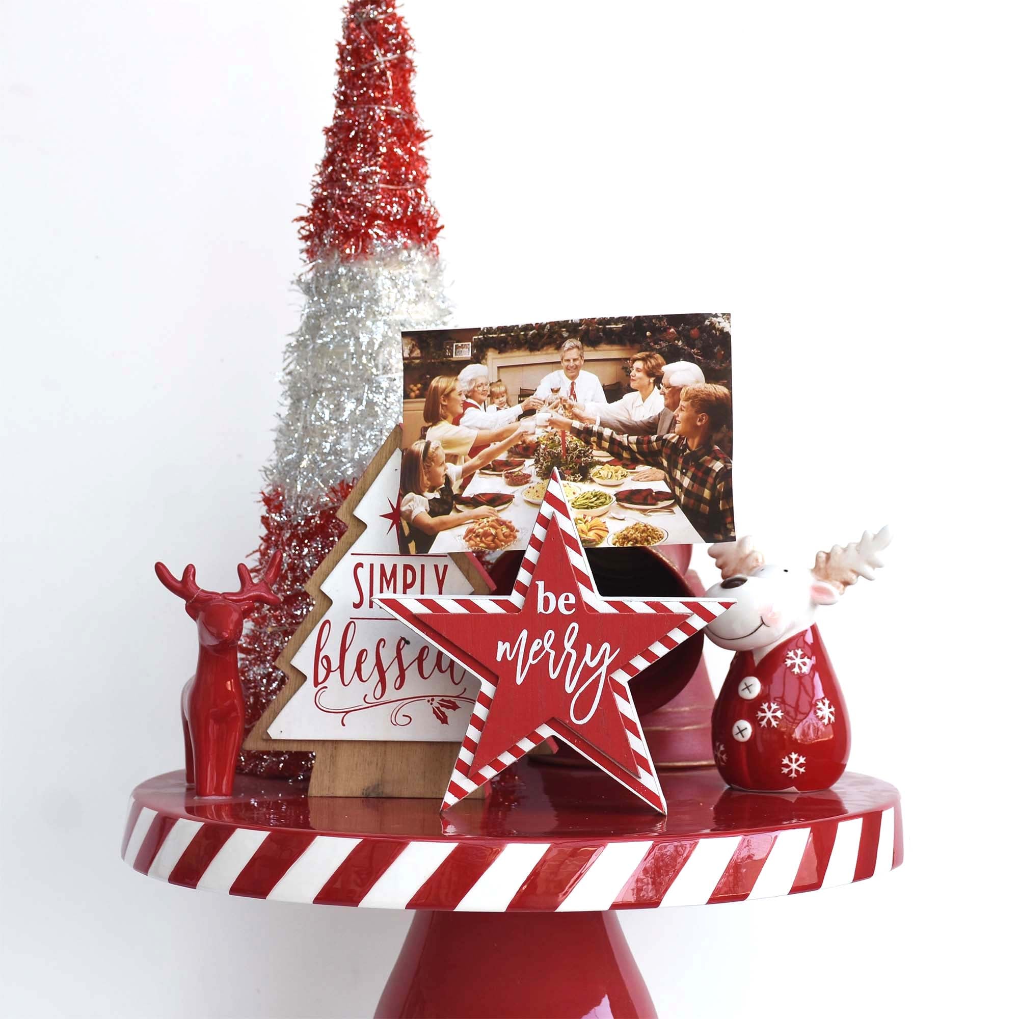 Be Merry Star - shaped Christmas Wood Tabletop Photo Holder - Tuesday Morning - Decorative Accessories