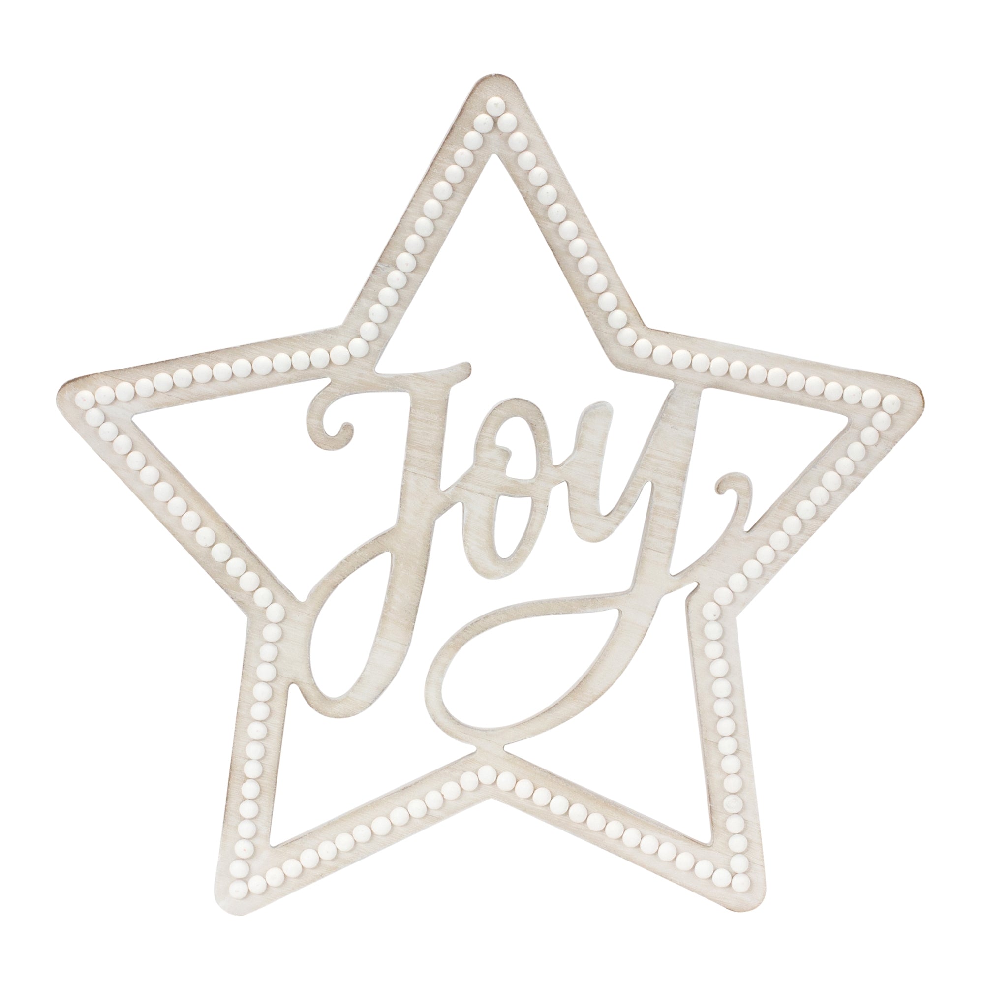 Beaded Wood Star with Joy Sentiment (Set of 2) - Tuesday Morning - Decorative Objects