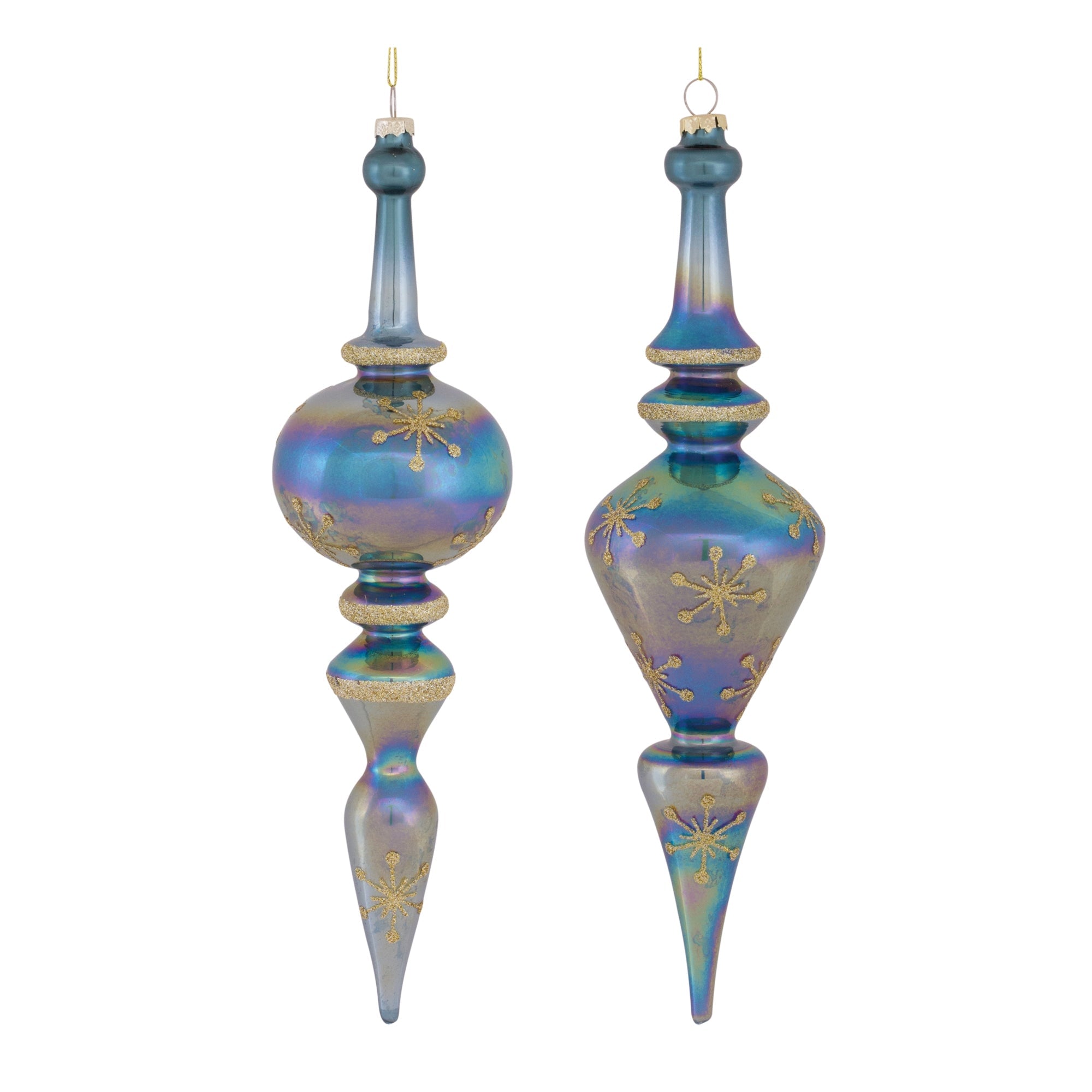 Blue Irredescent Glass Finial Drop Ornament (Set of 6) - Tuesday Morning - Decorative Objects