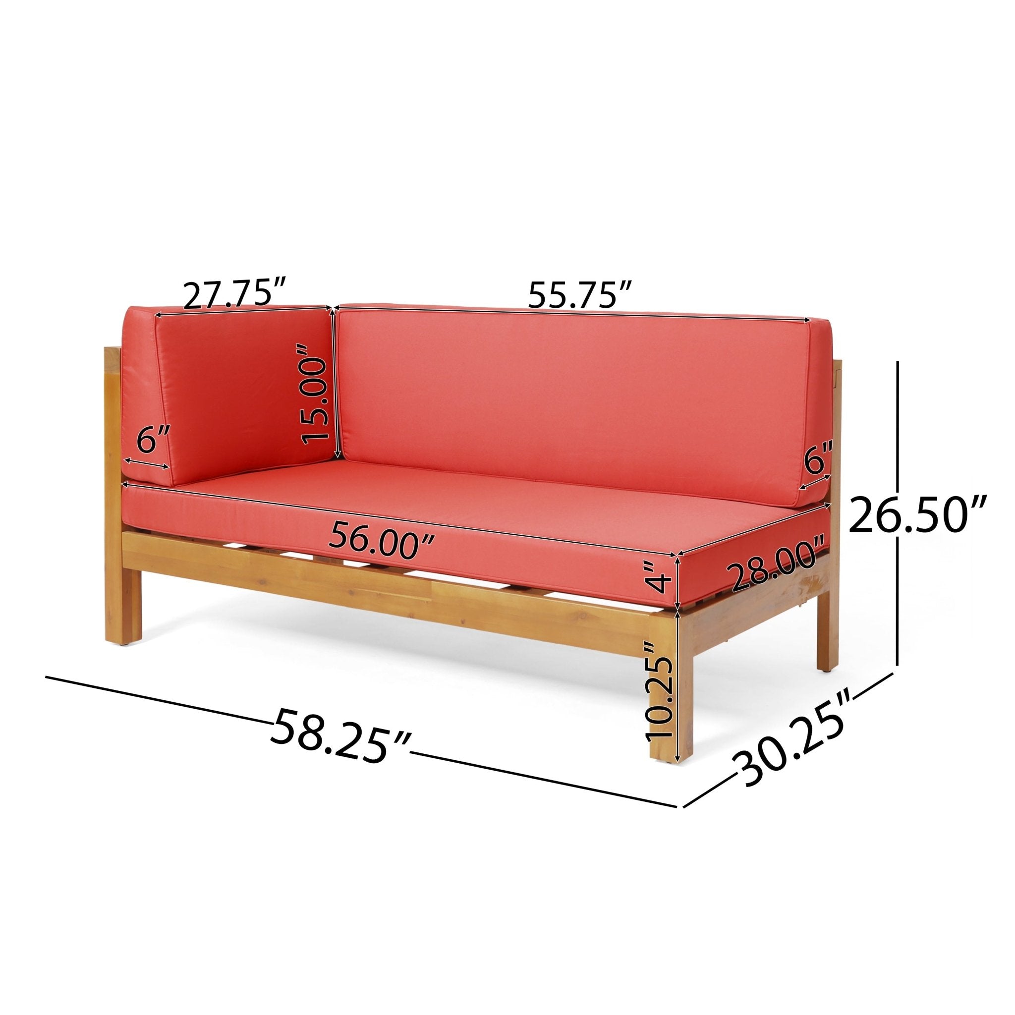 BRAVA X - BACK CORNER BENCH - L WITH COFFEE TABLE, RED - Tuesday Morning - Outdoor Furniture Sets