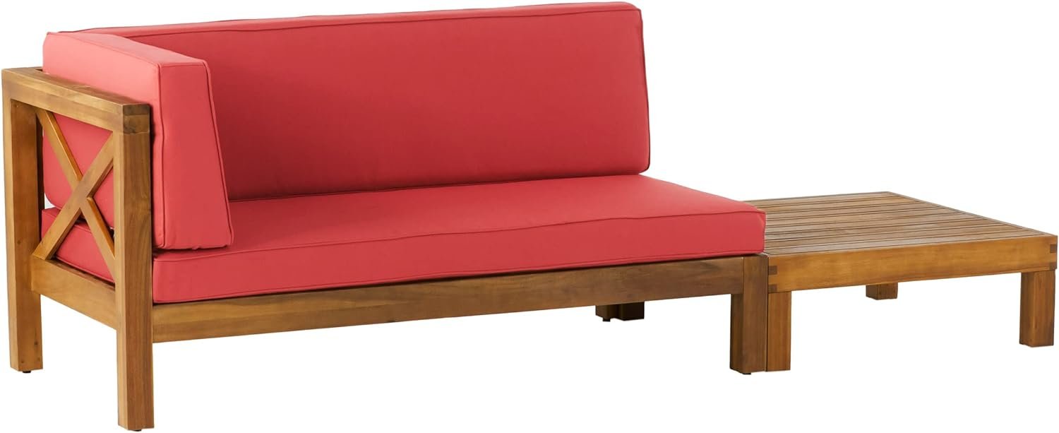 BRAVA X - BACK CORNER BENCH - L WITH COFFEE TABLE, RED - Tuesday Morning - Outdoor Furniture Sets