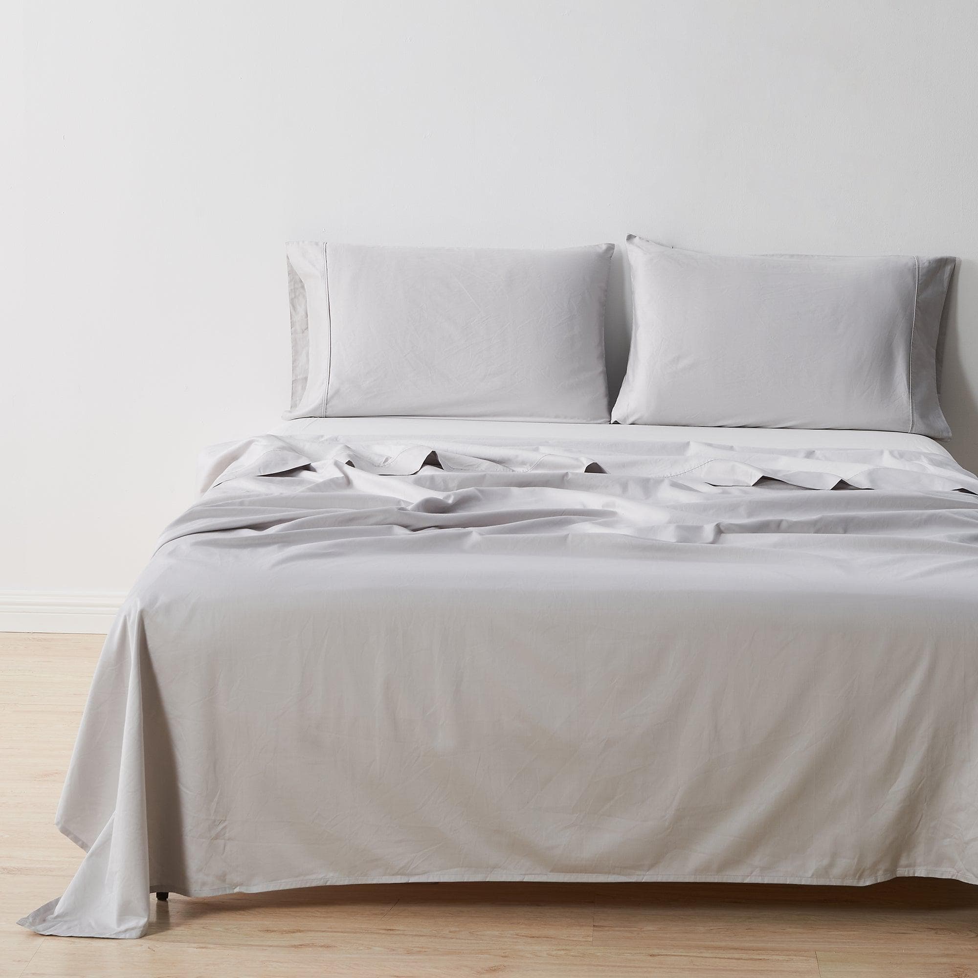 Great Bay Home Bed Sheets Full / Fog Grey 100% Cotton Sateen Sheet Set - Rosalia Collection 100% Cotton Sateen Sheet Set