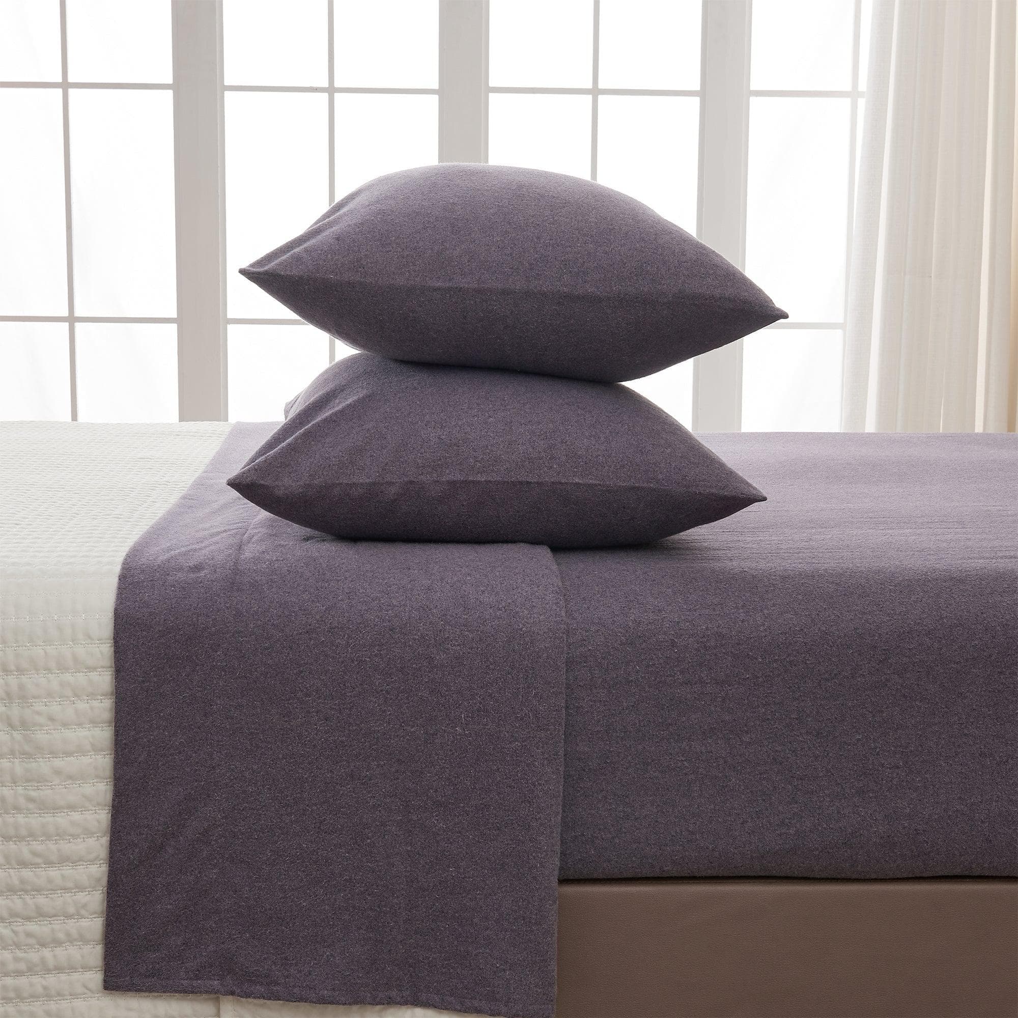 greatbayhome Bed Sheets Twin / Heathered Acai Purple 4 Piece Heathered Solid Flannel Sheet Sets - Anders Collection 4 Piece Heathered Solid Cotton Blend Flannel Sheet Set | Anders Collection 