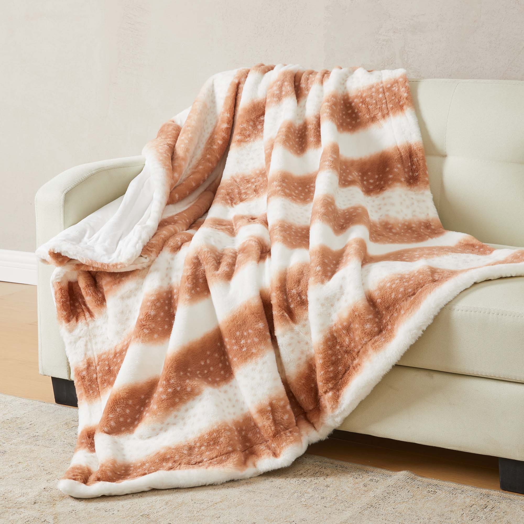 greatbayhome Blankets Faux Fur Printed Throw Blanket - Aaliyah Collection Printed Faux Fur Throw Blanket | Aaliyah Collection 