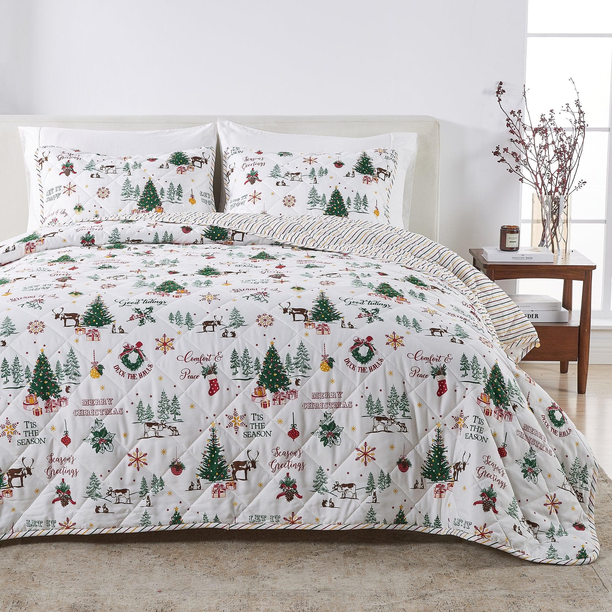 greatbayhome Quilts & Comforters Twin / Twin XL / Jolly Spirit Colorful Holiday Quilt Set - Midnight Magic Collection Colorful Holiday Quilt Set | Midnight Magic Collection 