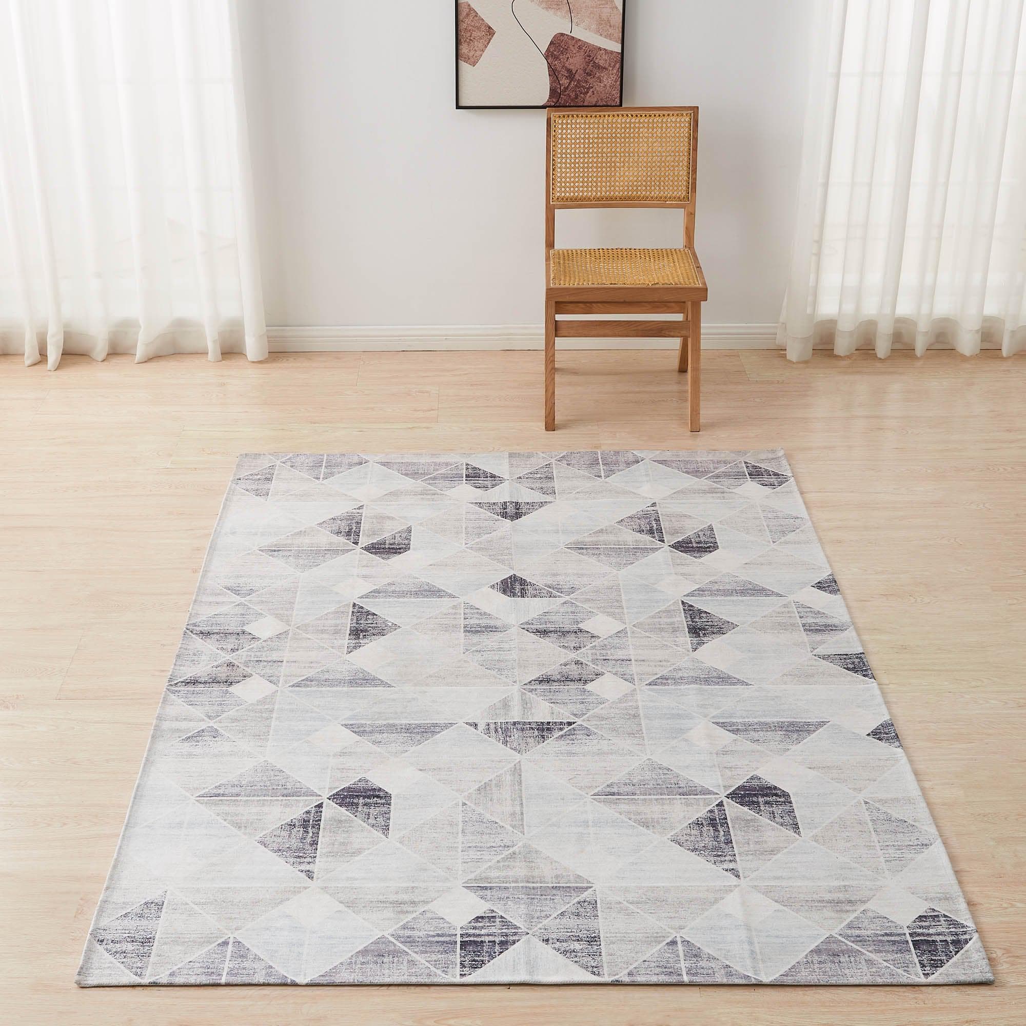 greatbayhome Rugs 5’ x 7’ / Grey Modern Geometric Machine Washable Accent Area Rug & Runner - Cordoba Collection Modern Geometric Washable Accent Area Rug 5' x7' | Cordoba Collection 